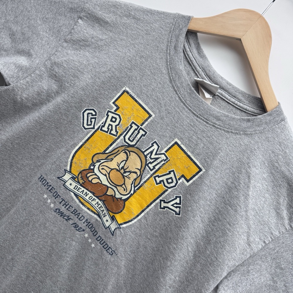 VTG Disney Store Grumpy Shirt M Gray Y2K Dean of Mean Graphic Tee Snow White